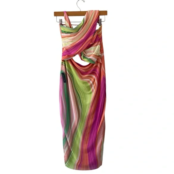 AFRM x Revolve Tana Midi Dress in Abstract Spring Wave size small NWT - Picture 2 of 7